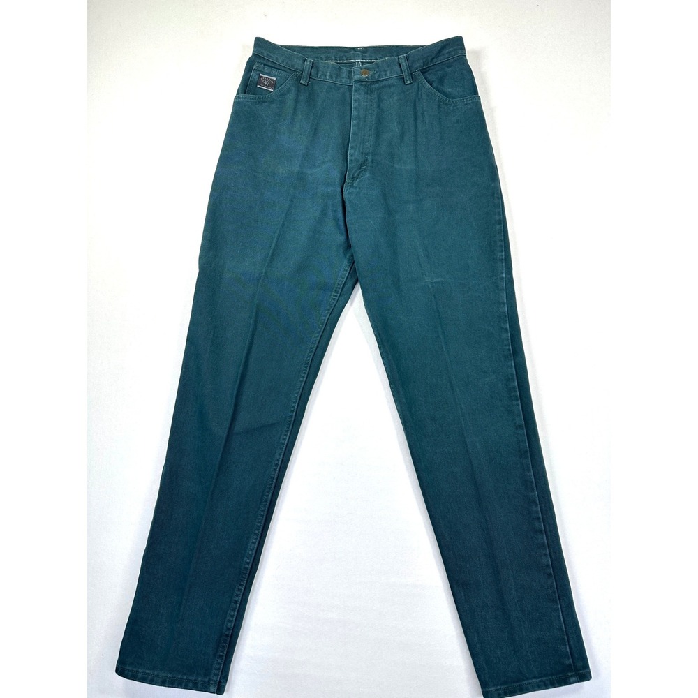 Vintage Wrangler 80s Mom Jeans 14 Teal Green High Rise Made in USA Western Rodeo